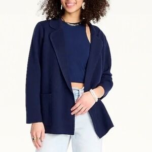 EUC J. Crew Eloise Knit Navy Merino blend Open Front Sweater Blazer, size M